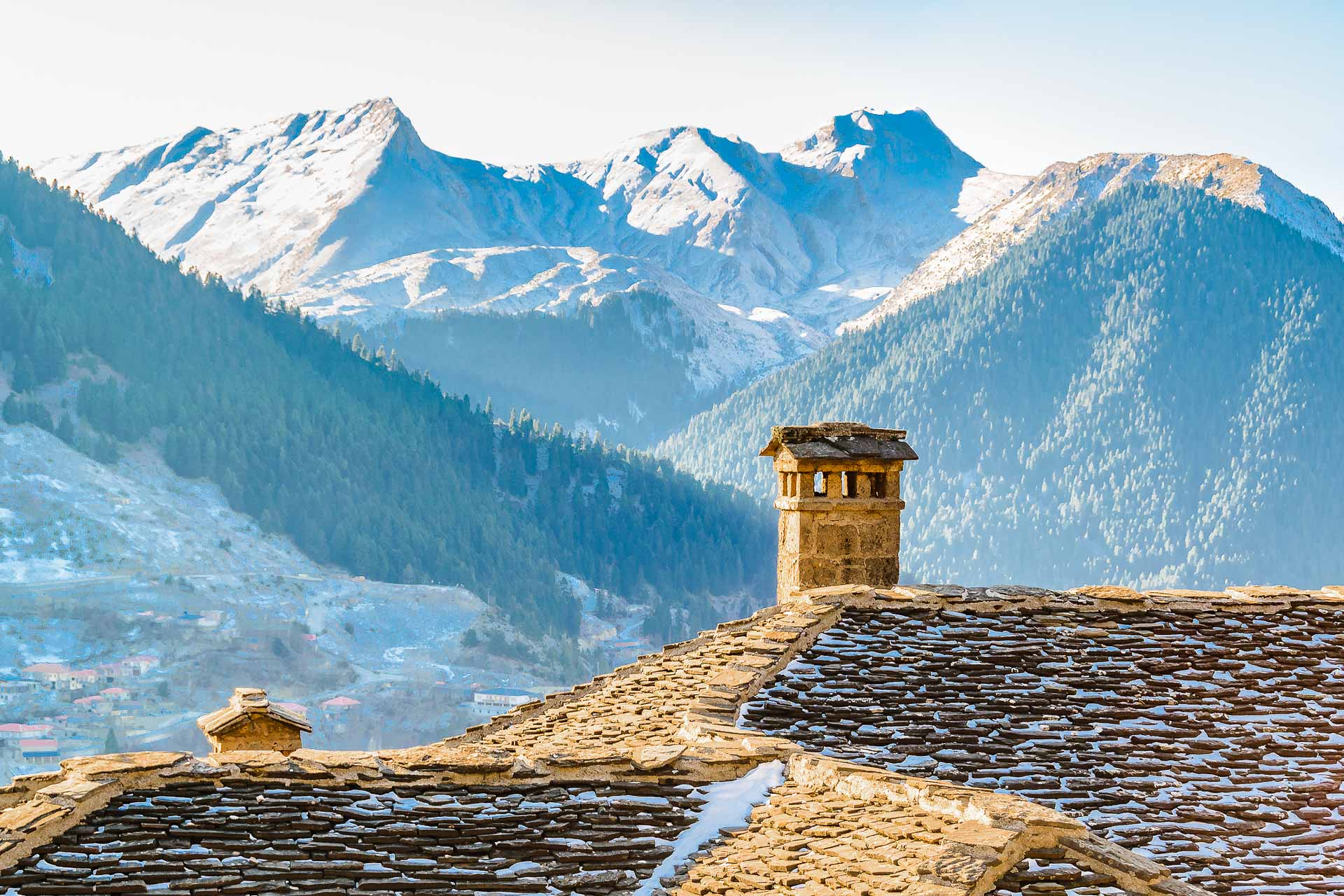 Winter Day Scene, Metsovo, Greece