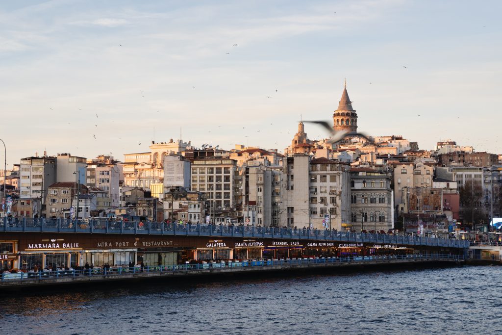 Galata Tower, the historical and touristic symbol of Istanbul at sunset