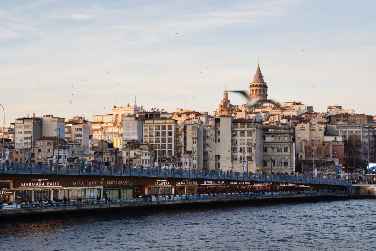 Galata Tower, the historical and touristic symbol of Istanbul at sunset