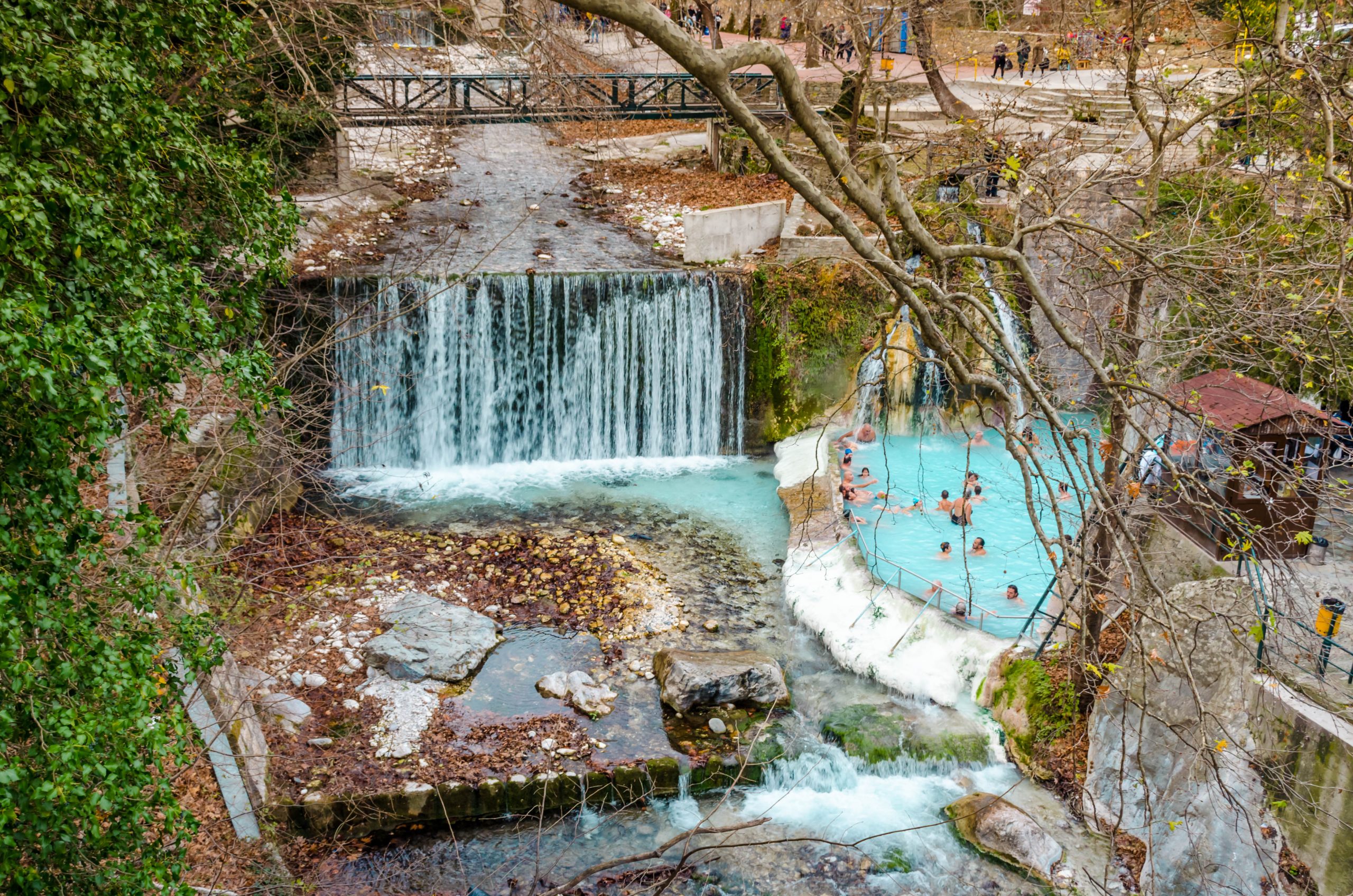 Edessa Greece, Thermal baths and hot springs in Loutra Pozar near Loutraki.Pella Macedonia