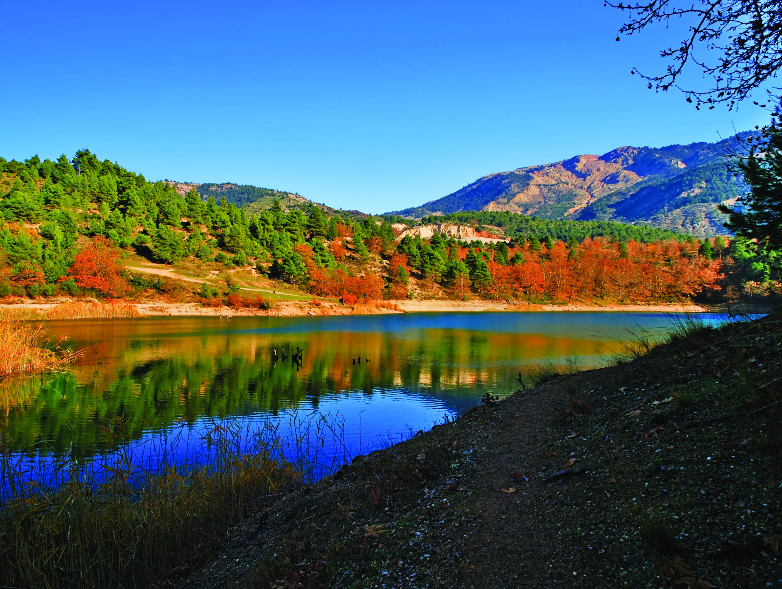 Tsivlou lake at the banks of Helmos mountain in Peloponnese, Greece.