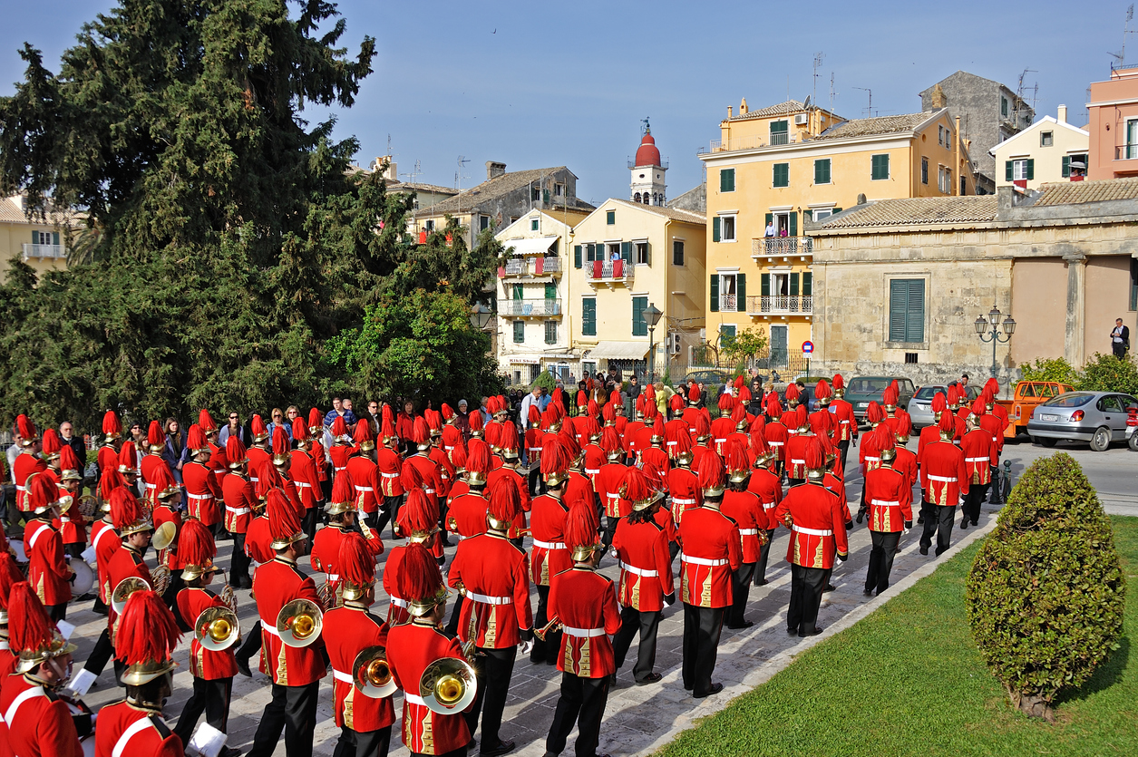 Procession of musicians at Easter in Corfu