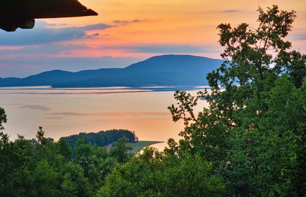 Dawn at Lake Plastira in Karditsa, Greece