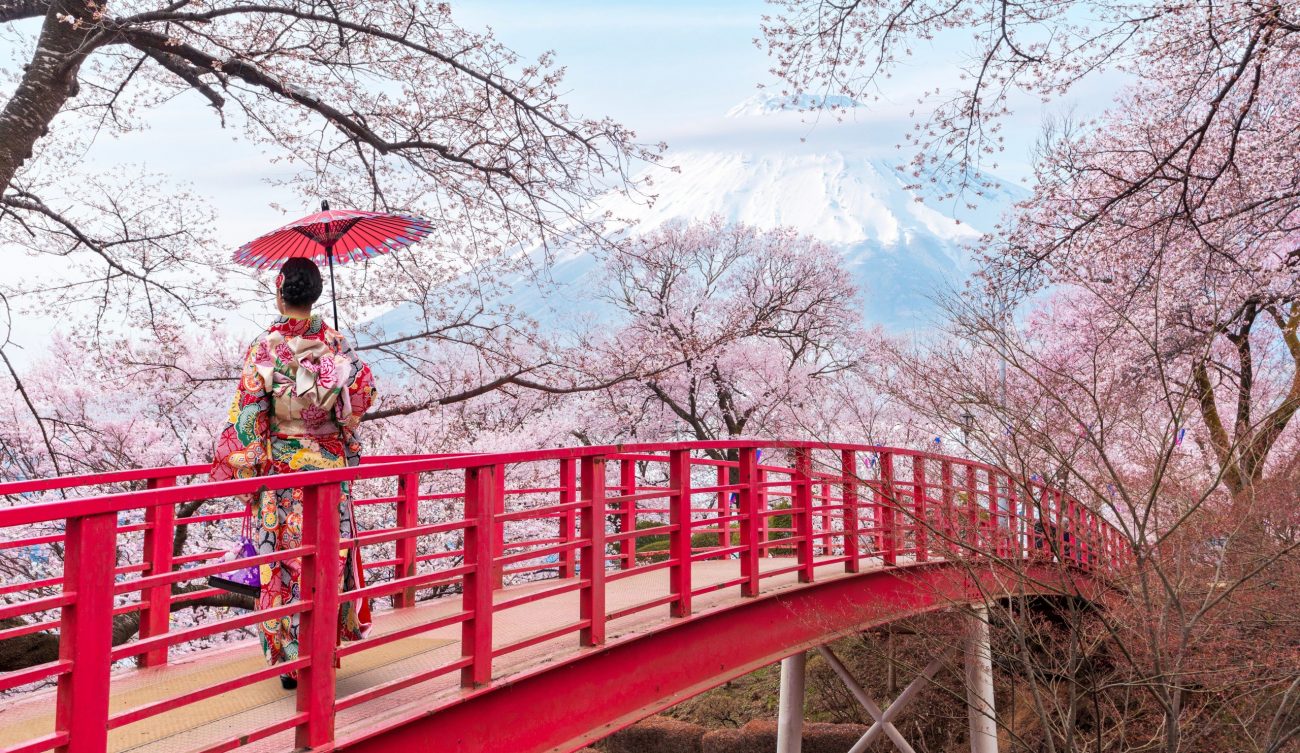 Woman,Traveller,With,A,Red,Umbrella,And,Walking,Over,The